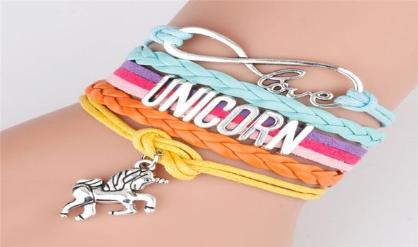 

2 color unicron colour bracelet unicorn pendant letter bracelet wristband popular knitting bracelet jewelry gift jj5213883365, Red;brown