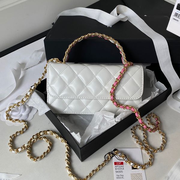 

calfskin shoulder bag designer flap phone holder with chain 17.2cm luxury handbag high imitation crossbody bag with box zc120
