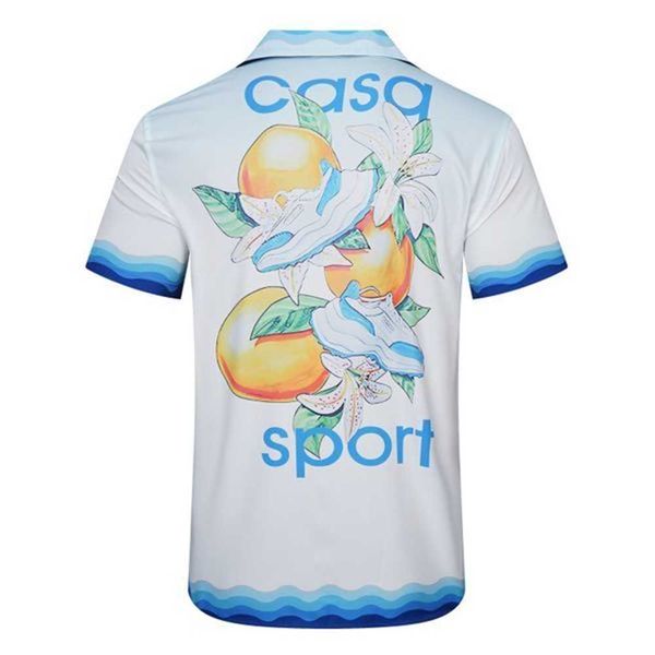 

casablanc-s 22ss designer shirts masao san print mens casual shirt womens loose silk short sleeves luxury t-shirt tees 0hpi 6k6m, White;black