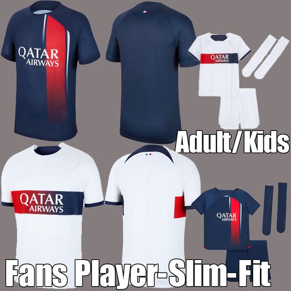 

4xl 23 24 paris soccer jerseys mbappe 7 hakimi 30 10 fans player 4th sergio ramos 2023 psgs marquinhos verratti icardi football kids kit uni, Black;yellow
