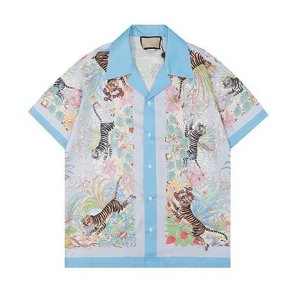 

mens fashion flower tiger print shirts casual button down short sleeve hawaiian shirt suits summer beach designer dress en4s n66a, White;black