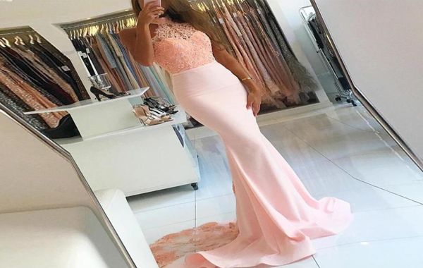 

high neck prom dress special occasion dresses open back lace prom gowns mermaid with court train evening dress3608484, White;pink