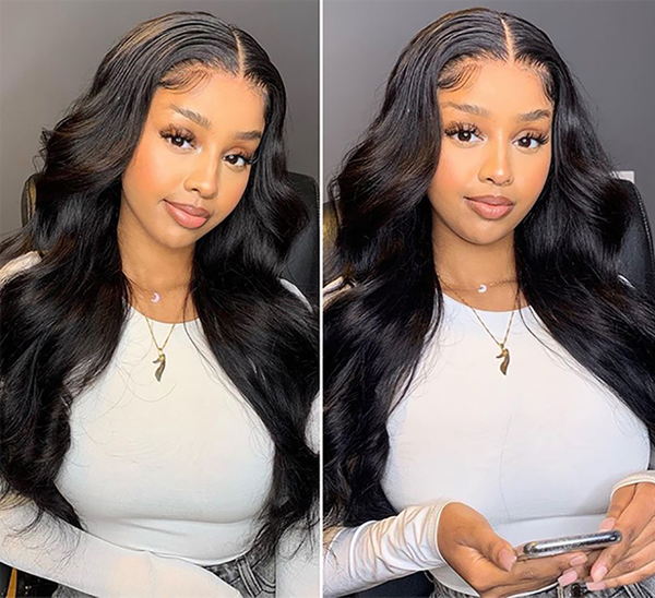 

daily dress up body wave lace front wig human hair 13x4 13x6 body frontal wigs for women 180% brazilian remy 28 inch wet and wavy wig, Black;brown