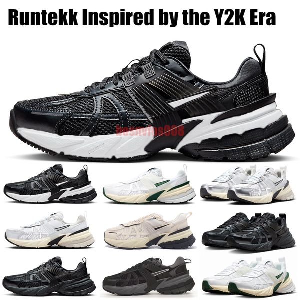 

runtekk authentic running shoes v2k run the y2k era low beige black white and green summit white mens womens outdoor cushion sports sneakers