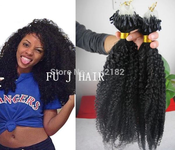 

grade 6a unprocessed brazilian afro kinky curly virgin human hair natural black micro rings loop kinky hair 100g2474434