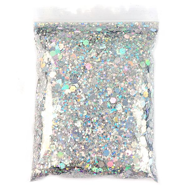 

nail glitter 50g holographic mixed hexagon shape chunky nail glitter silver sequins laser sparkly flakes slices manicure nails art decoratio, Silver;gold