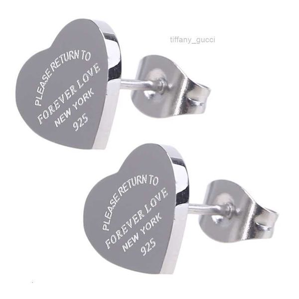 

classic style women lover heart studs luxury titanium steel earrings printed wedding party gifts wholesale, Golden;silver
