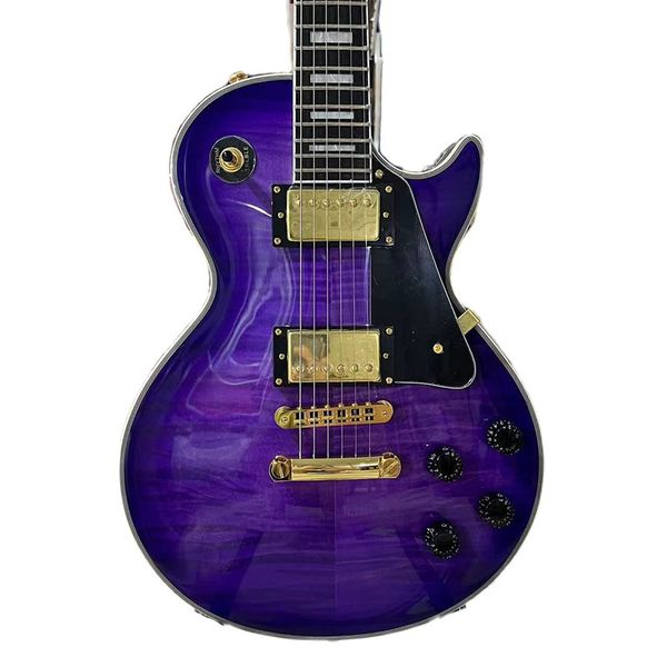 

custom electric guitar purple sunburst maple gold hardware body