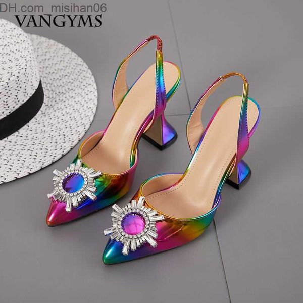 

dress shoes summer women's high heels fashion luxury corner toe diamond crystal rainbow pump women's wedding shoe zapatos mujer z2, Black