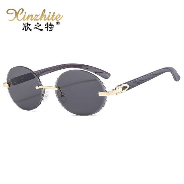 

new fashion women's party performance trend card family personalized rimless pattern sunglasses, White;black
