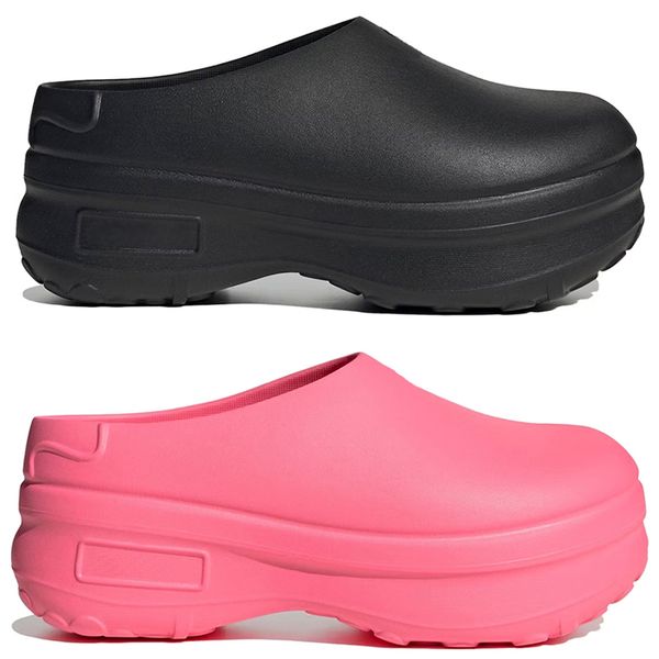 

designer slippers adifom stan smith mule chef shoes women platform slides sandals aqua lucid pink outdoor indoor slipper womens fashion summ, Black