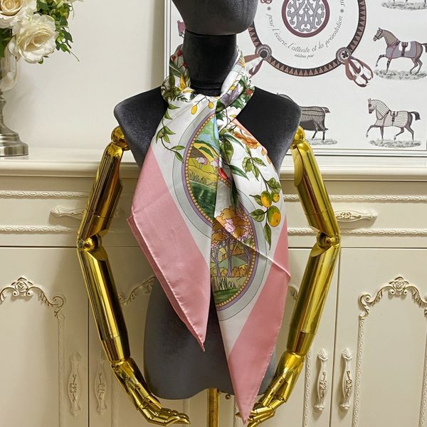 

women's square scarf scarves shawl100% twill silk material white&pink color pint letters flowers pattern size 110cm - 110cm, Blue;gray