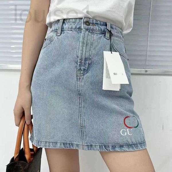 

skirts designer high version gu new product printing high waist thin a-shaped female denim skirt e9yx, Black