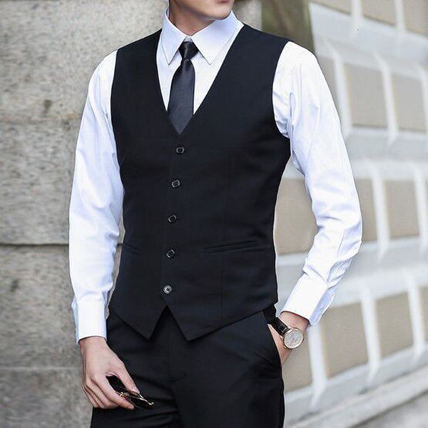 

men's vests suit vest men slim fit sleeveless waistcoat mens formal business wedding dress chaleco hombre 230705, Black;white