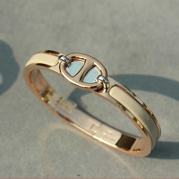 

designer hemrres bracelet cnc high version h-letter pig nose enamel love home female 18k rose gold 8-character buckle couple male 72af, Black