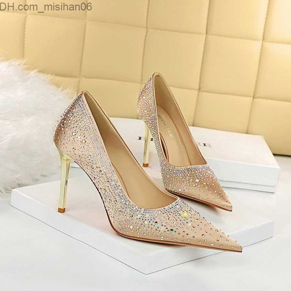 

dress shoes bigtree shoes sparkle rhinestones women's pump luxury high heels satin women's shoes fashion wedding shoes metal slim, Black