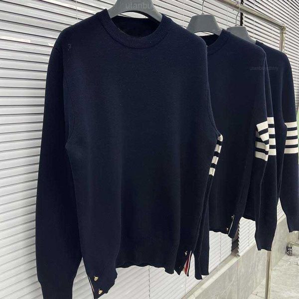 

tb thom pullover autumn winter striped knitted slim causal business sweater luxury brand women men all-match clothing, White;black