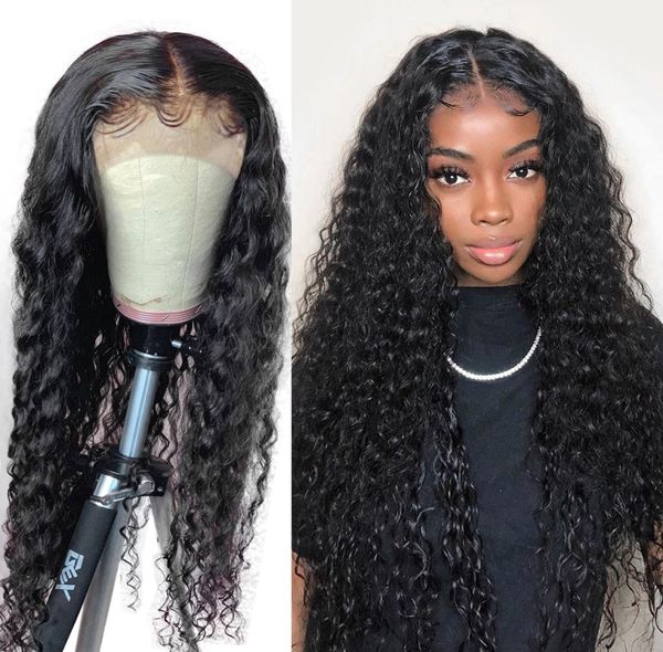 

lace front human hair wigs for black women deep wave wigs 13x4 frontal bob wig indian 150 density curly wig full1284617, Black;brown