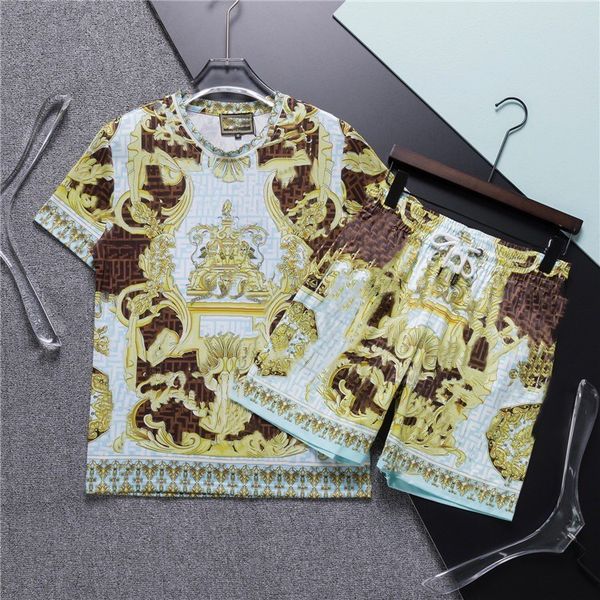 

men's sportswear technology suit designer sportswear shirt shorts two sets n printed quick-drying breathable tracksuit 001, Gray