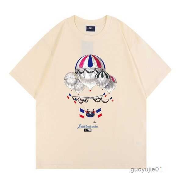 

2023 designer kith men's t-shirts the new yorker skyline newsstand rabbit paper cutting printed round neck cotton loose casual t-shirt, White;black