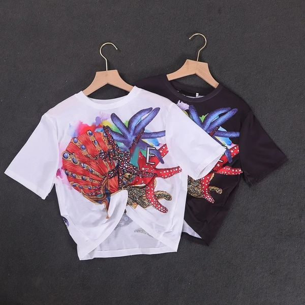 

summer casual tshirt designer clothes women t shirts short sleeve white black color round neck letter print crop tee female casual streetwea, Blue