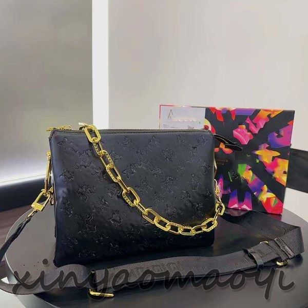 

designer crossbody bag lambskin three-layer bag spring and summer new square bag v104261-104260 black