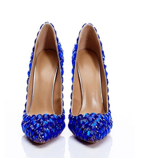 

luxurious elegant imitation crystals wedding dress bridal shoes crystal diamond lowheeled shoes woman lady dress shoes royal blue2405427, Black