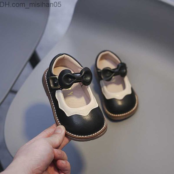 

boots retro style women' leather shoes spring/summer outdoor children' bow princess shoes soft sole baby toddler shoes z230707, Black;grey