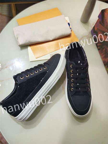 

2023 new luxury trainer casual shoes sports shoes golden fashion men women casual shoes white leather flat shoes size 35-41 dc220515, Black