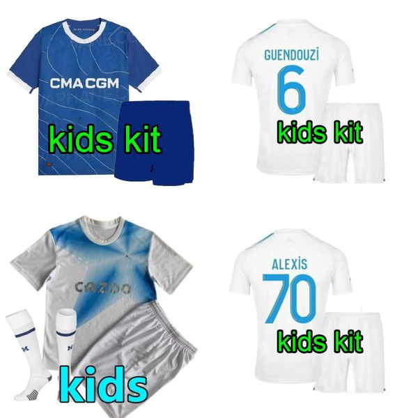 

23 24 alexis sanchez soccer jerseys kids kit marseilles vitinha guendouzi gerson under 2023 2024 nuno fans player maillot foot ounahi payet, Black