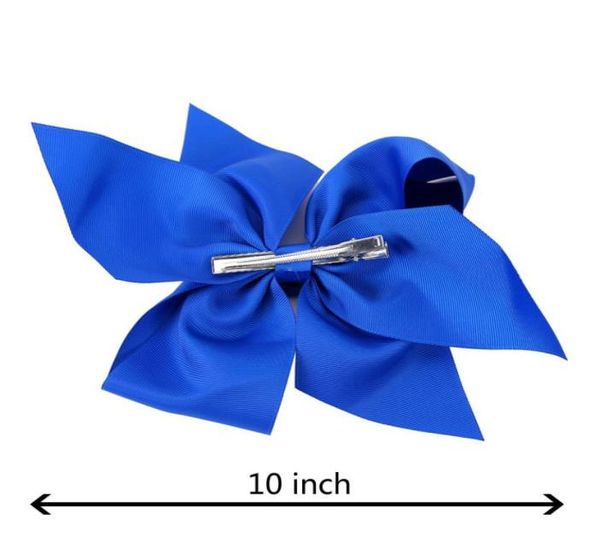 

10 inch boutique grosgrain ribbon bow girls hairpins big bowknot hair clip hair accessories 196 colors available 24pcs7242792, Slivery;white