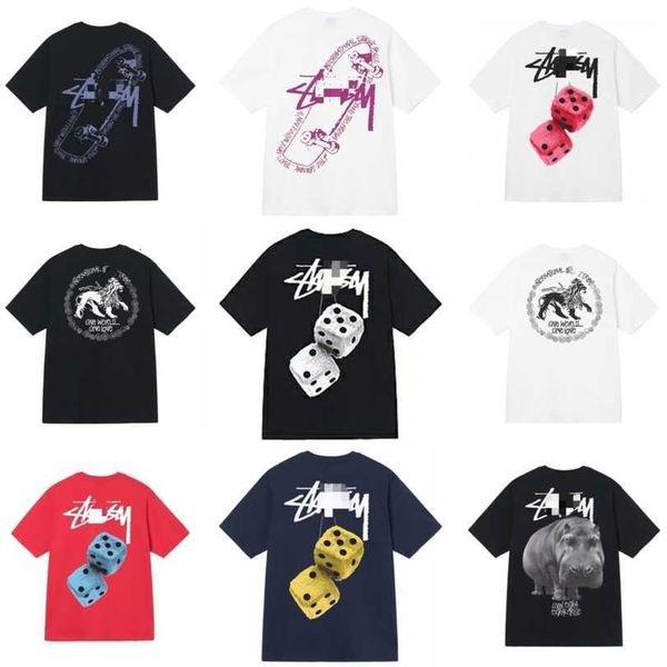 

23new mens shirts stussys tees tshirts dice printed designer ice cream t-shirt summer fashion breathable short sleeve casual xzxh, White;black
