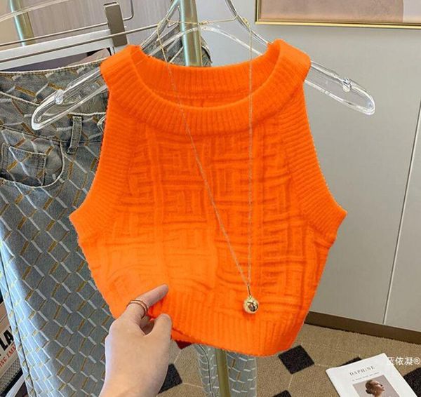 

designer t shirts women knits tank embroidery vest sleeveless breathable knitted pullover womens sport, White