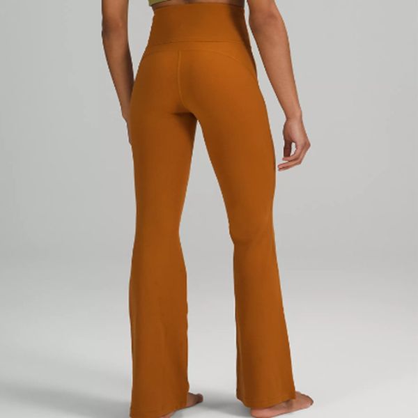 

lu-008 women's yoga leggings high rise flared pants naked feeling sports pant with waistband pocket running tights fitness sports trous