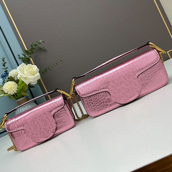 

2 sizes totes bag women alligator designer handbag purse chains shoulder cross body bags solid colour hardware chain sliding buckle fashion