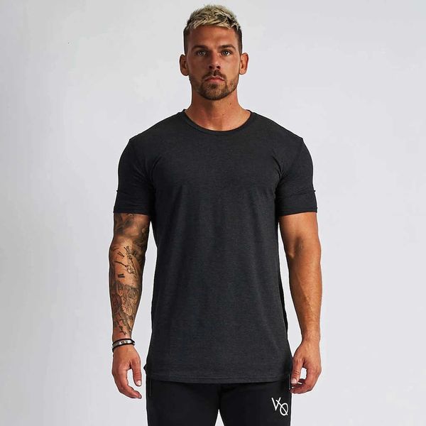 

muscle fitness brother men's summer sports leisure solid color flat short sleeve t-shirt, White;black