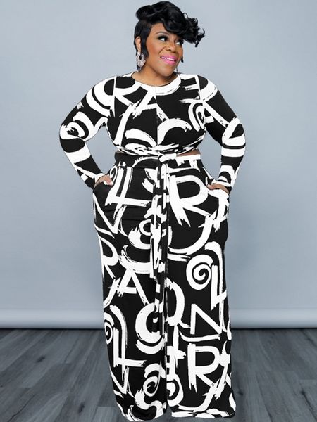 

women's plus size pants 4xl 5xl set fashion print wide leg springsummer large casual wear 230705, Black