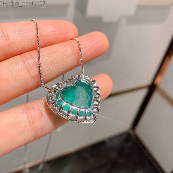 

beaded strands 2021 trend heart paraiba tourmaline aquamarine lab diamond pendant necklace wedding party jewelry set statement anniversary g, Black