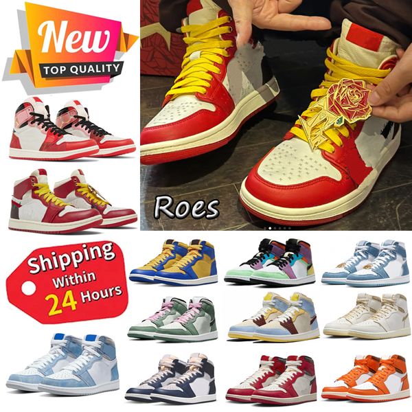 

2023 og jumpman 1 basketball shoes sneakers trainers university blue hyper royal patent panda dark mocha bred 1s shadow unc smoke grey chica