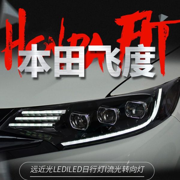 

for honda fit 14-20 led car headlight front lamp daytime running drl turn signal high beam assembly