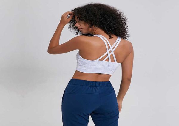

women sports bra light impact floral print backcross yoga bra push up running workout bra underwear fitness sport 127081, White;black