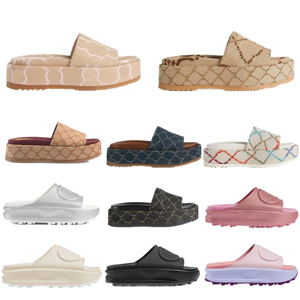 

slide designer womens interlocking g sandals mens slippers flip flops luxury flat soles thick soles embroidery printed jelly rubber shoe 35-, Black