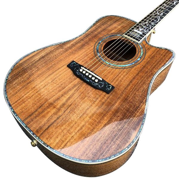 

41 " cutaway abalone flower inlays full koa acoustic guitar ebony fingerboard