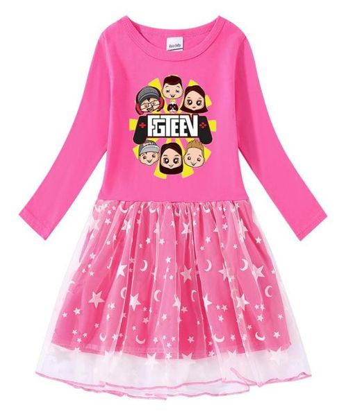 

girl039s dresses fgteev 2021 spring autumn girls dress cotton printed stars and moon mesh full sleeve princess dressvestidos p4583164, Red;yellow