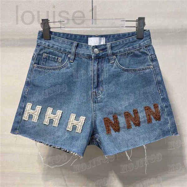 

women's plus size pants designer women denim shorts embroidered lamb down letter jeans high street girl lady short pant streetwear kgkn, Black
