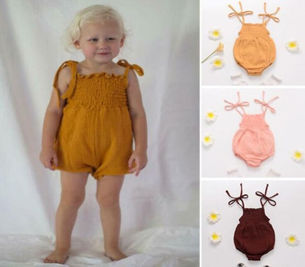 

kids designer rompers baby summer cotton breathable suspenders jumpsuits infant girl boys solid color sling romper toddler climb s3277148, Blue
