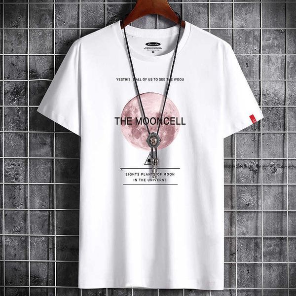 

men's summer short sleeve t-shirt fit round neck half trendy, White;black