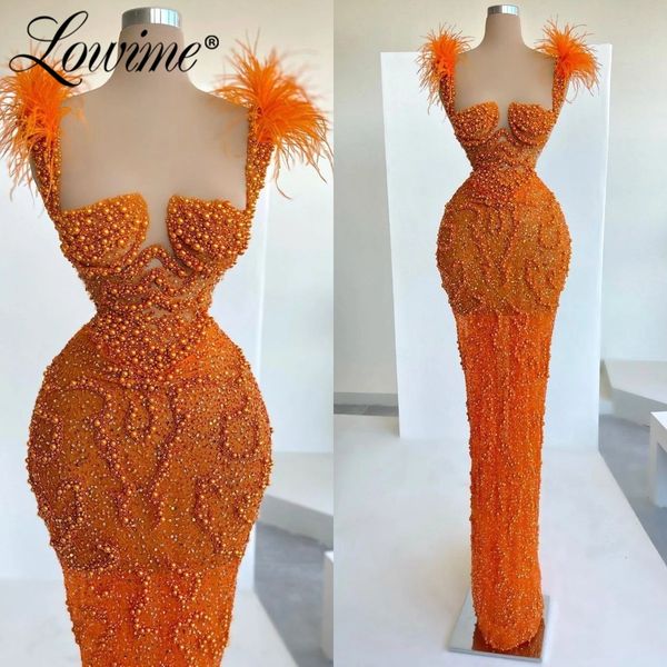 

urban dresses lowime feather orange beaded party dres evening wedding occasion customize long prom gowns robe soiree 230705, White;black