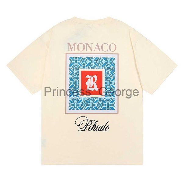 

men's t-shirts 23ss rhude mens t shirt tess designer casual fashion short sleeve europe america men women round neck tshirts us size sx, White;black