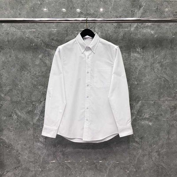 

tb thom shirt spring autunm fashion brand men's shirt vertical rwb stripe on sleeve casual cotton oxford slim wholesale tb shirt, White;black